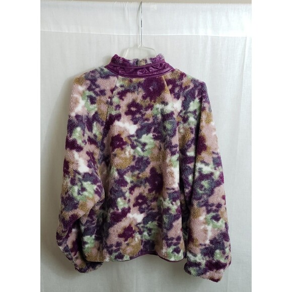 Johnny Was Calme Jacket Coat Womens Large Pink Fleece Bomber Floral Camo Lined - Picture 2 of 6